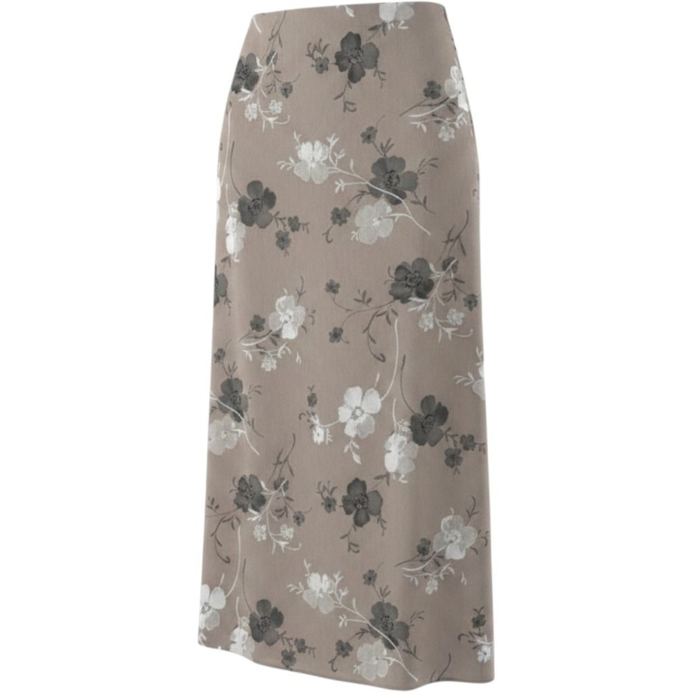 Vintage Liz Claiborne Grey Charcoal  Midi Skirt Sz 4 CottageCore Floral  A Line